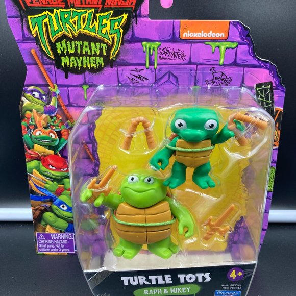 Playmates Teenage Mutant Ninja Turtles Mutant Mayhem TURTLE TOTS Raph & Mikey - Picture 2 of 3